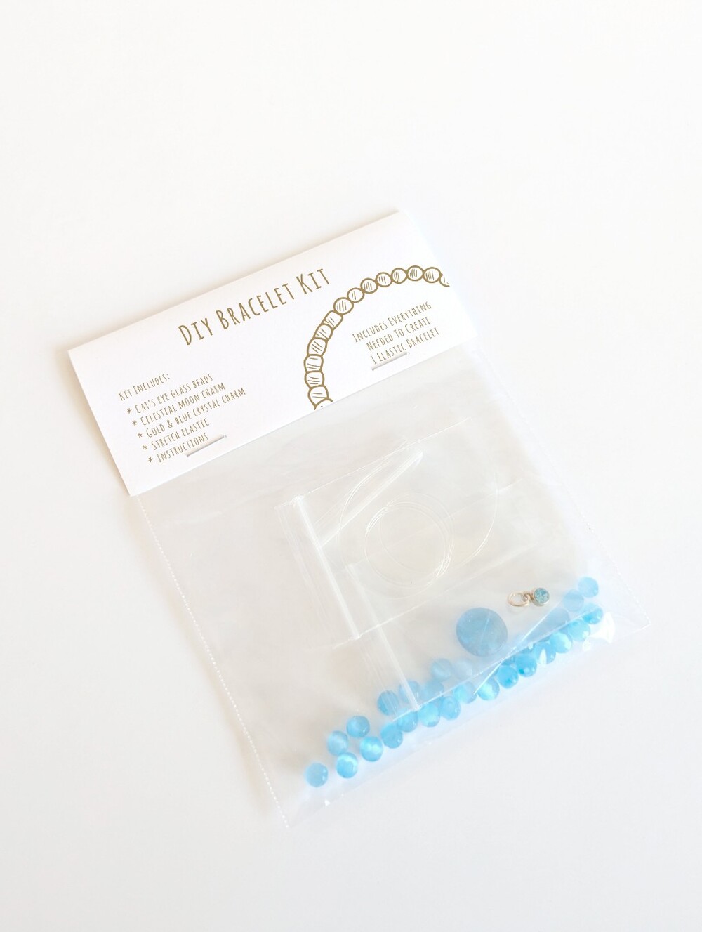 DIY Charm Beaded Bracelet Jewelry Making Kit - Blue